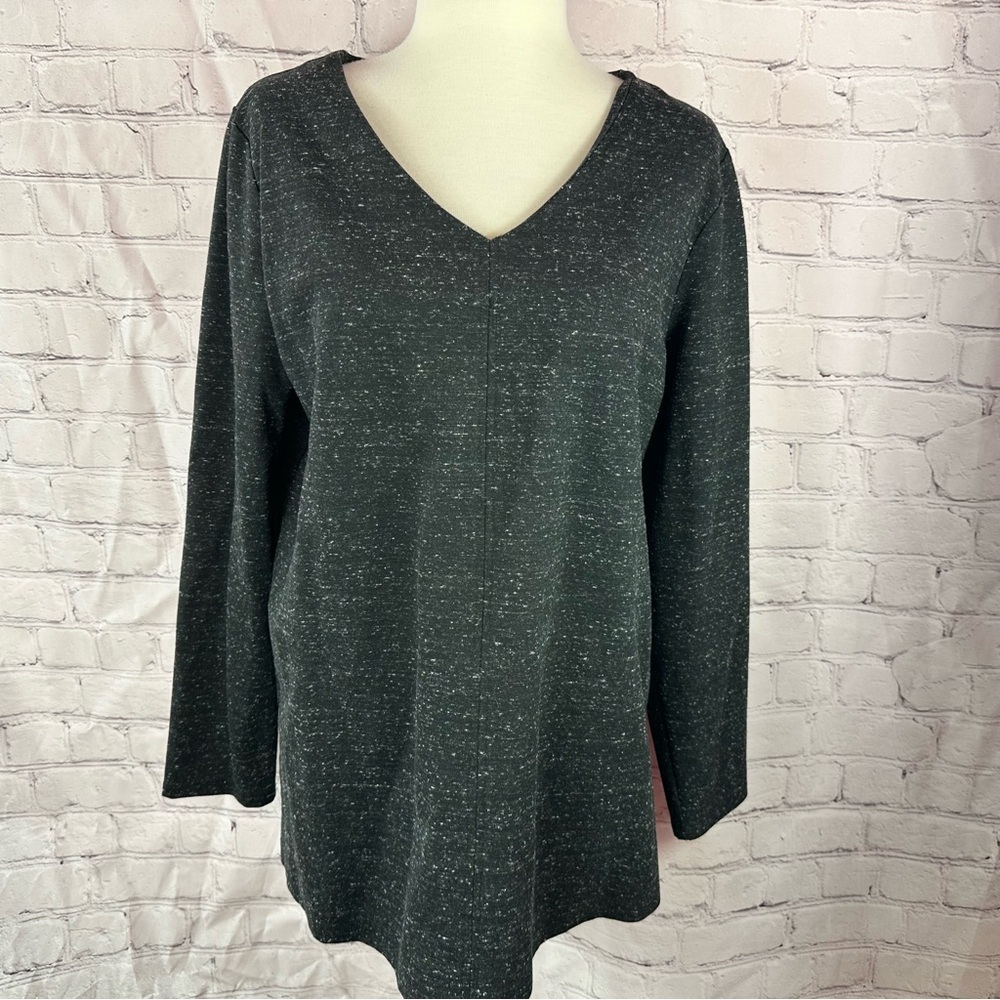 J. Jill wearever collection Charcoal Speckled V-Neck Tunic women M minimalist